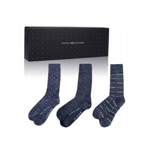 Tommy Hilfiger pánské modrošedé ponožky 3 pack - 43/46 (003)
